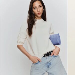 Reformation Calloway Regenerative Wool Crew Ivory - Size XS